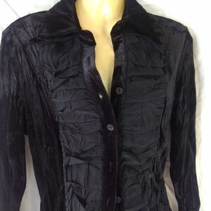 New Surrealist black, long sleeve,button-down blouse.Velvet feel.